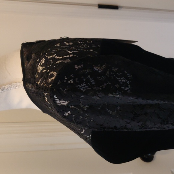 New!C' faitPourVousParis black velvet lace dress bell shape long sleeves Goth Bo - Picture 5 of 14